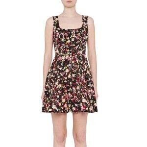 New Womens NWT $158 French Connection Fit Flare Dress Flowers Black Pink White 2